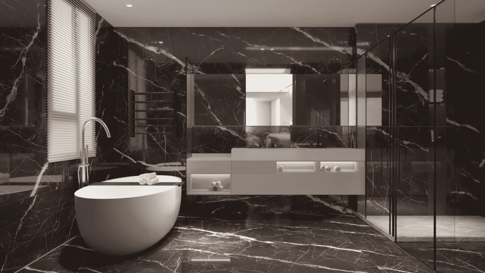 Showroom 3D vs Real-life Bathroom