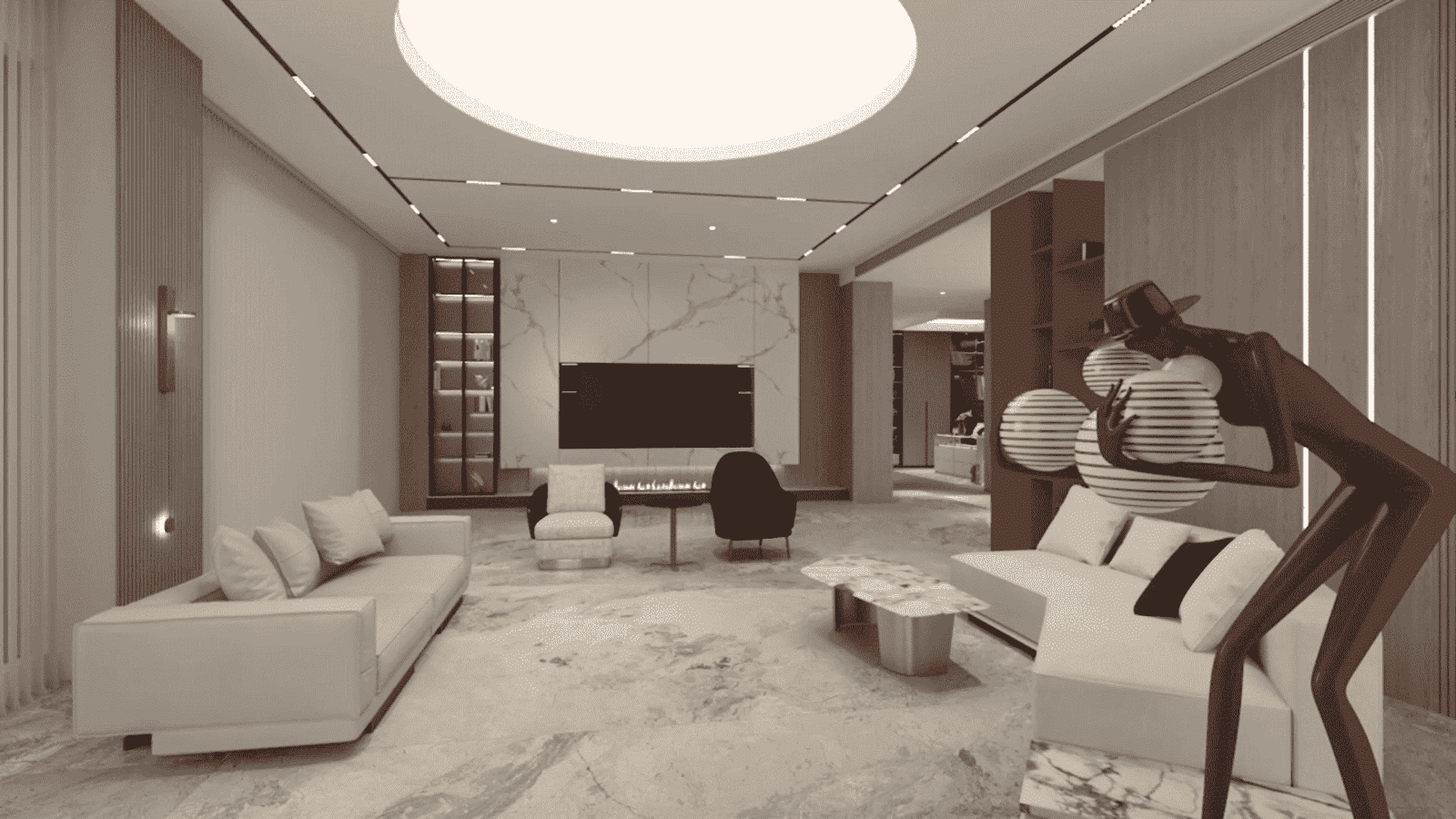 Showroom 3D vs Real-life Modern Living Room